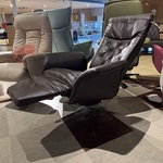 Relaxfauteuil, bruin leder, elektrisch verstelbaar